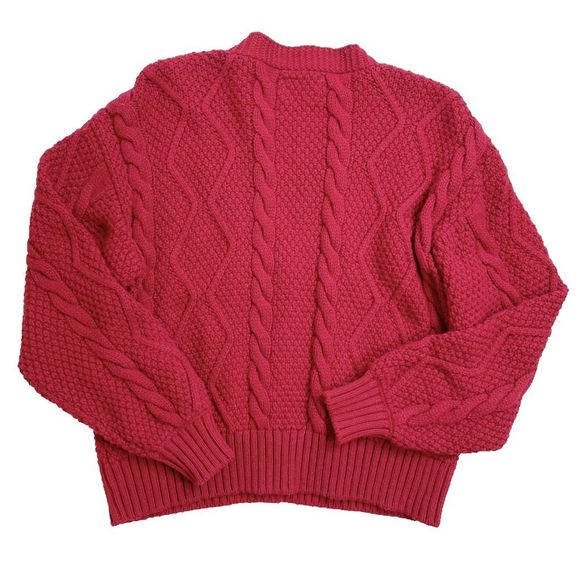 Aymara Mushua Cable Knit Cardigan Sweater Wool Stretch Red S/38 - Picture 2 of 8